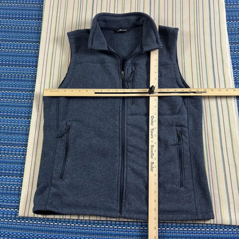 The North Face Vest Mens Large Gray Fleece Full Zip Sherpa Lined Outdoor Warm